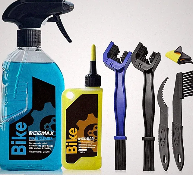 7-in-1 Bike Chain Cleaning Kit w/ Degreaser, Lube, Brushes & Towel for MTB/Road