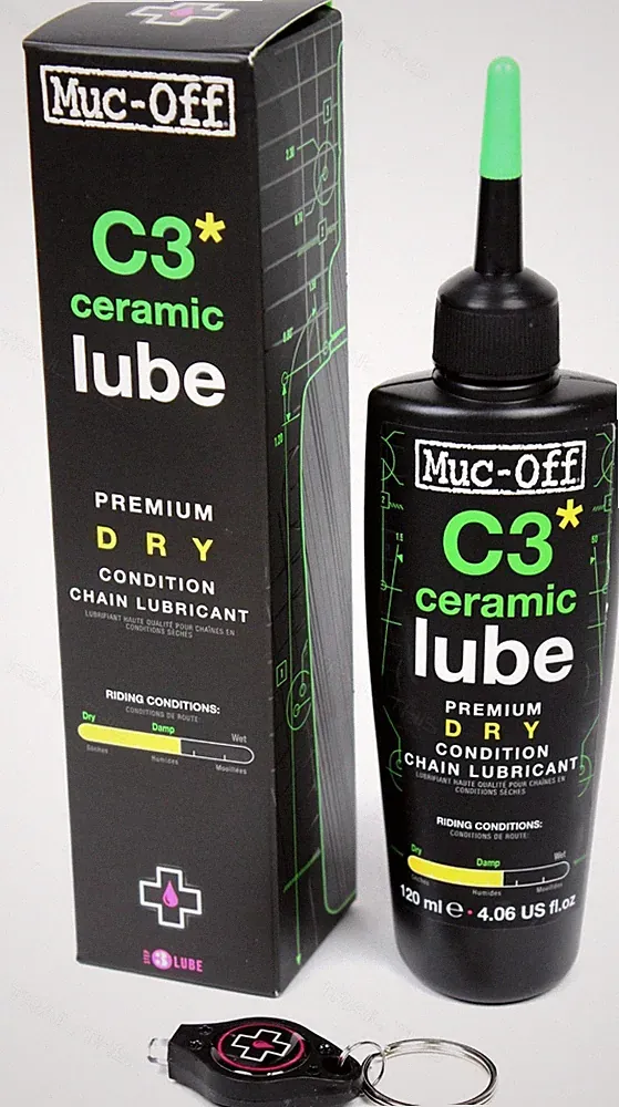 Muc-Off C3 Ceramic Premium Dry 4.1oz (120ml) Bike Chain Lubricant with UV Light