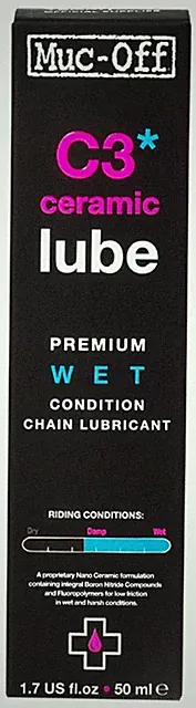 Muc-Off C3 Wet Ceramic Bike Chain Lube - 50ml Long-Lasting Wet Weather Chain Oil