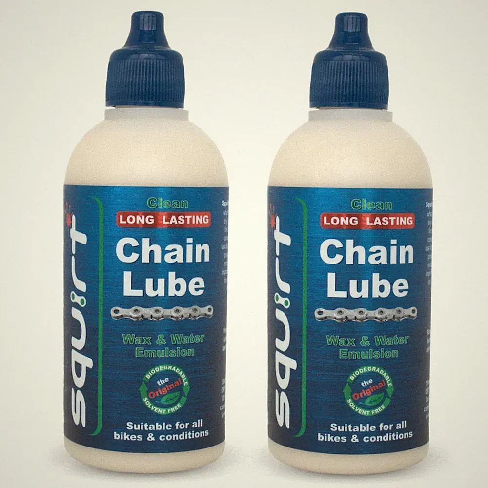 Squirt Chain Lube 2 Pack 120ml Long-Lasting All-Weather Wax Bike Chain Lubricant