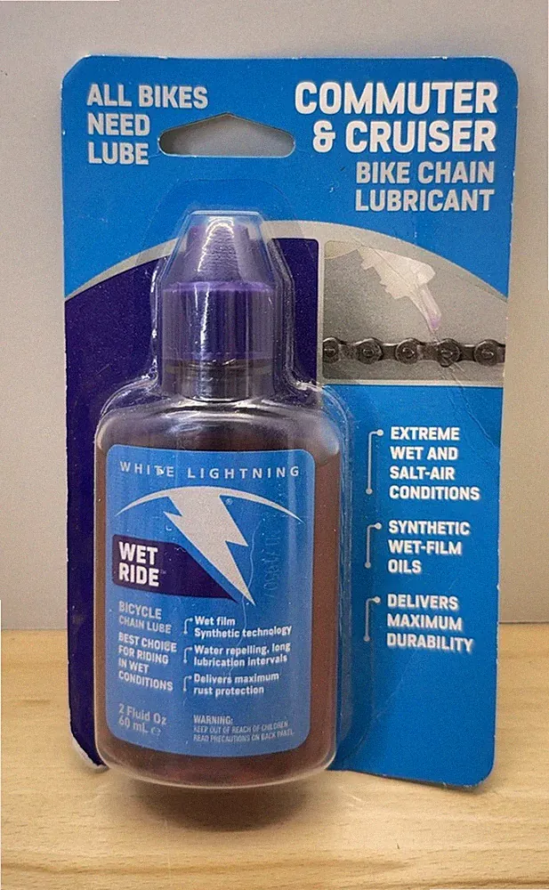 White Lightning Wet Ride Commuter & Cruiser Bicycle Chain Lubricant, 2 Fl Oz